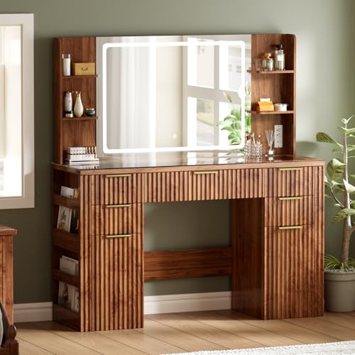 47.2" Fluted Makeup Vanity Desk with Large 28.7" Mirror and