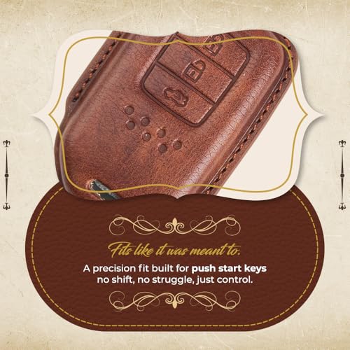 Image of keyzone dual leather key cover for Honda City, Accord, Amaze, CR-V, WR-V 3 button smart key