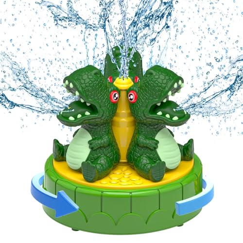oiimllby Water Sprinkler for Kids Outdoor Play 8-12, Dinosaur Spray Water Toys Attached to Garden Hose for Summer Splashing Fun for Backyard, Water Play Sprinklers Toy for Kids Age 3-5 4-8 for Outside