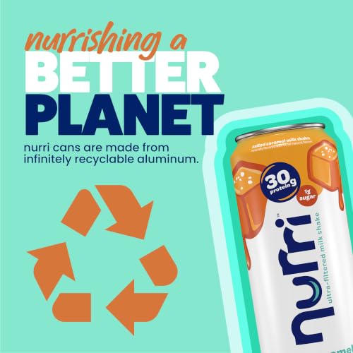 Image of Nurri - 30g Protein Ultra Filtered Milk Shake - Salted Caramel - Lactose Free, Low Sugar, 150 Calories, 10 Vitamins and Minerals - 11 fl oz, 10 Cans