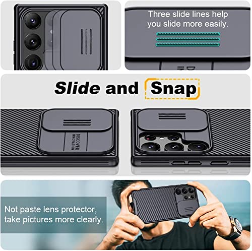 Image of Galaxy S23 Ultra Case with Camera Cover,S23 Ultra Slim Fit Thin Polycarbonate Protective Shockproof Cover with Slide Camera Cover, Upgraded Case for Samsung Galaxy S23 Ultra (Black)