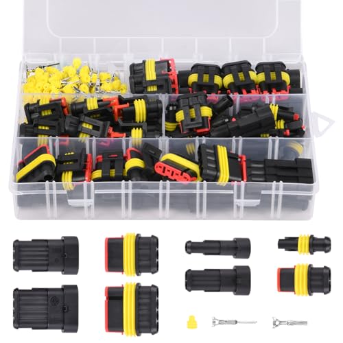 URAQT 300pcs Enchufe de Conector Eléctrico a Prueba de Agua, 1/2 3/4 Pin Impermeable Rápido Enchufe Terminal, con Conector Sellado y Aislado de Caucho de Silicona para Moto Coche Camión Marino