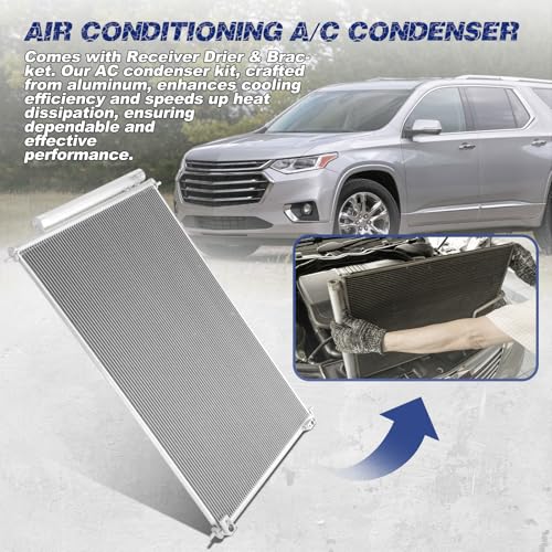 Image of Air Conditioning A /C Condenser Compatible with Buick Enclave; Chevrolet Traverse; GMC Acadia; Saturn Outlook # 3649, 15226649, 22918340, 23479280, 25975431
