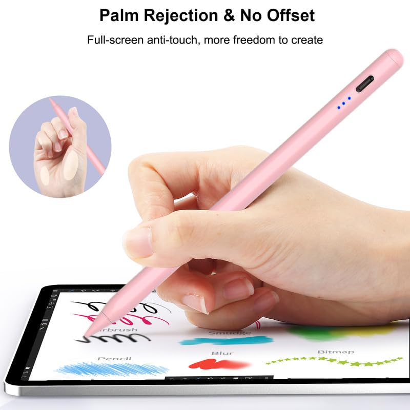 Image of QDSYLQ Pencil for iPad 10gen: 10 Mins Fast Charge Stylus Pen for iPad 1st /2nd Generation - Pen for iPad (2018-2023) with Palm Rejection & Tilt Sensitivity - iPad /mini /Pro /Air (Pink