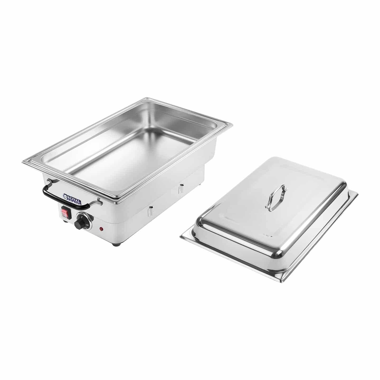Royal Catering Chauffe-plat Chafing Dish RCCD-1/1-100-ES-E (1600W, incl. récipient GN 1/1, profondeur du récipient 100 mm, 13L de volume, 5 niveaux de température)