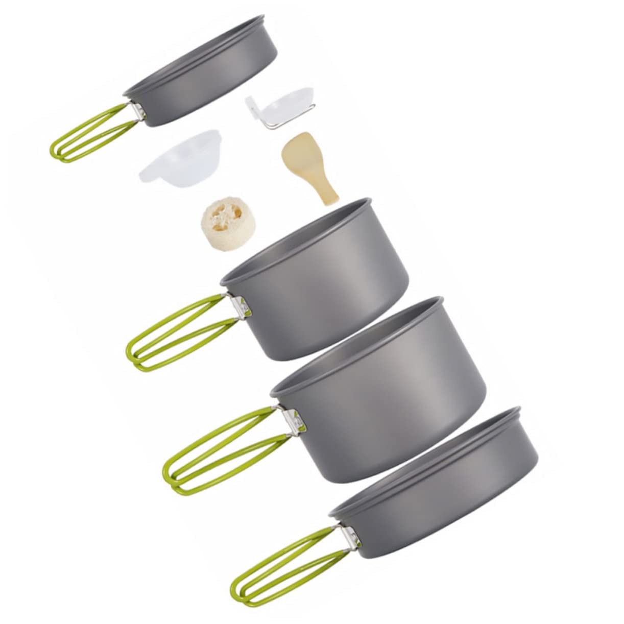 GALPADA 1 Set Portable Camping Cookware Nonstick Picnic Cooking Tools with Frying Pans Bowls Soup Spoon Spatula for Outdoor Cooking Hiking Fishing Activities