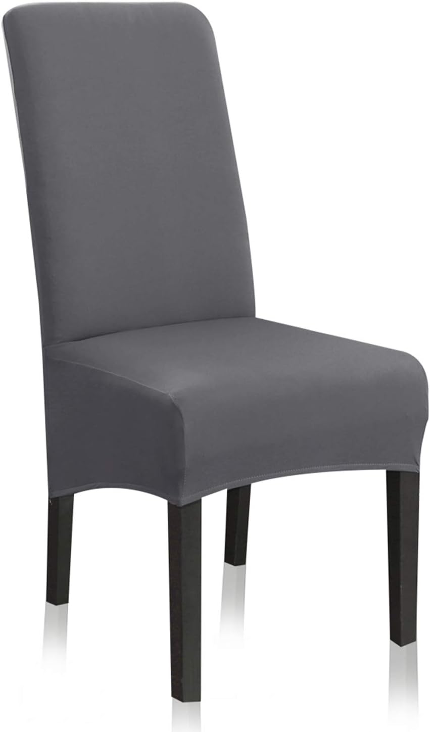 Stretch Dining Chair Slipcovers, XL/Oversized Removable Washable Soft Spandex Extra Large Dining Room Chair Covers for Kitchen Hotel Table Banquet Solid Color (2 Per Set, Gray)