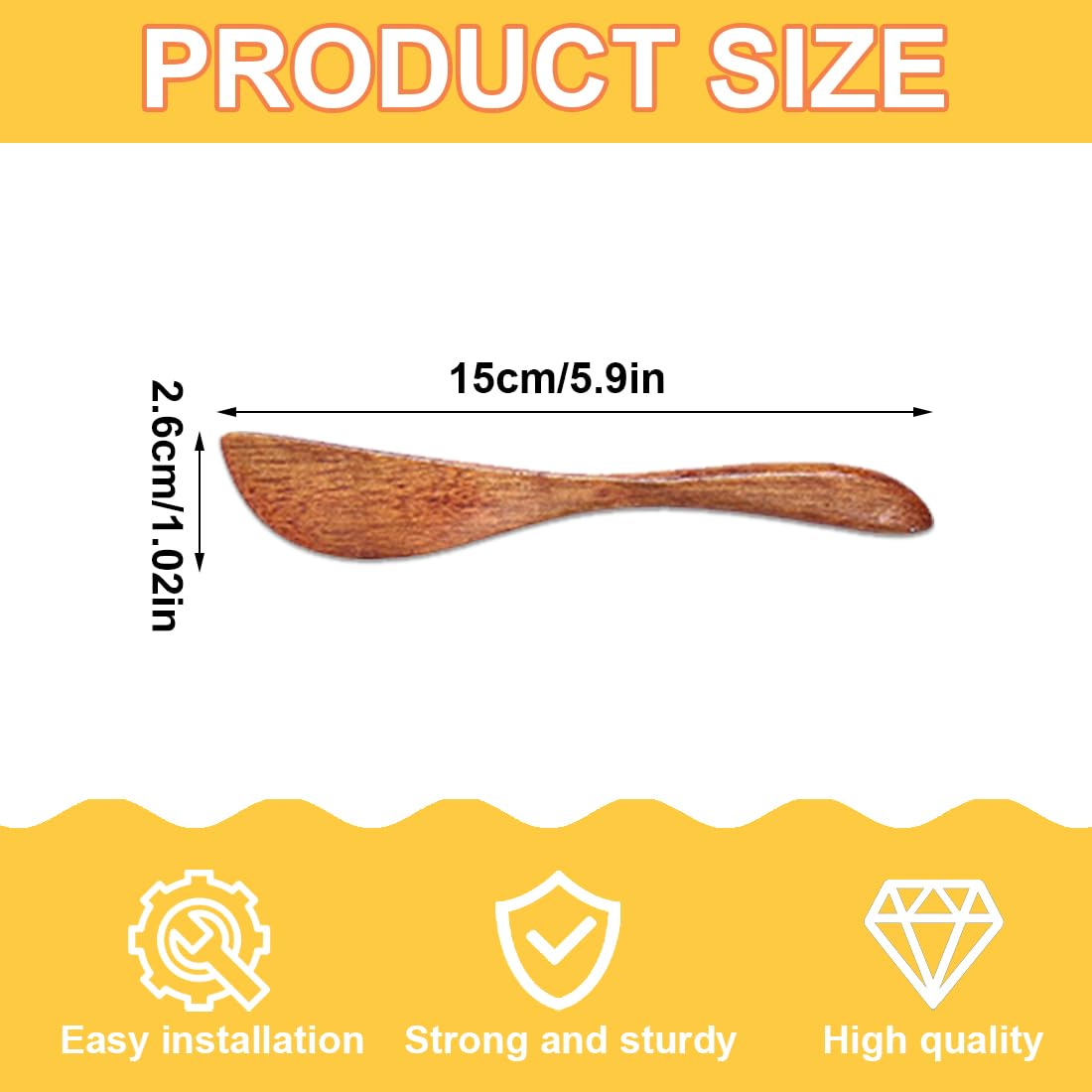 4 piezas Cuchillos de Mantequilla de Madera Mermelada, queso, sándwich, esparcidor de mantequilla hecho a mano Aproximadamente 15 cm
