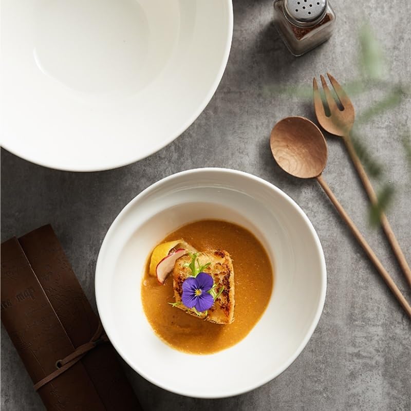 Ramen miski miska na owoce biała miska do zupy ceramiczna miska do makaronu chińska miska na ryż nadaje się do Ramen, Pho, Udon Salaterki Talerze obiadowe (S)