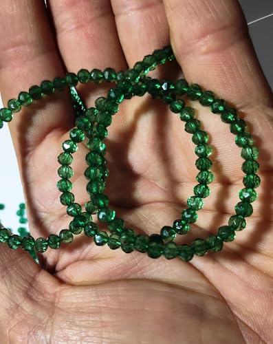 Image of GoSetGet! 4mm Rondelle /Tire (1000 Pcs) Dark Green Crystal Macrame Plastic Beads for Arts, Crafts & Decoratives-High Sparkle Cutting Crystal Beads for Macrame, Jhula, Torana, Jhumar (DarkGreen)