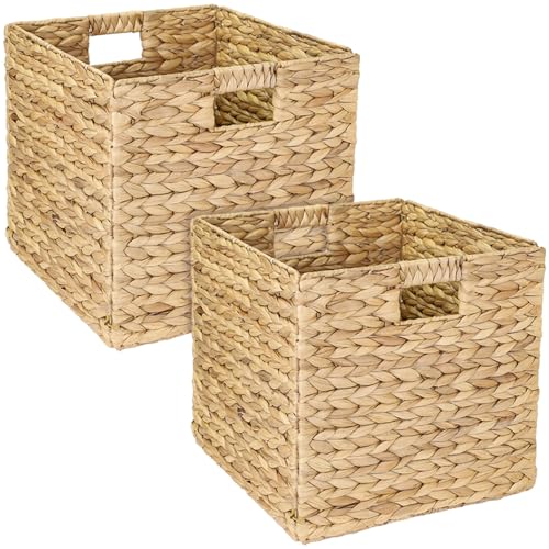 HMF Panier de rangement compatible avec étagère KALLAX, panier tressé en jacinthe d’eau avec...