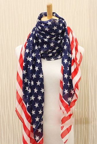 Women Men Patriotic UV Sun Protection Scarf - Sunscreen U.S. Flag Shawls for 4th of July4