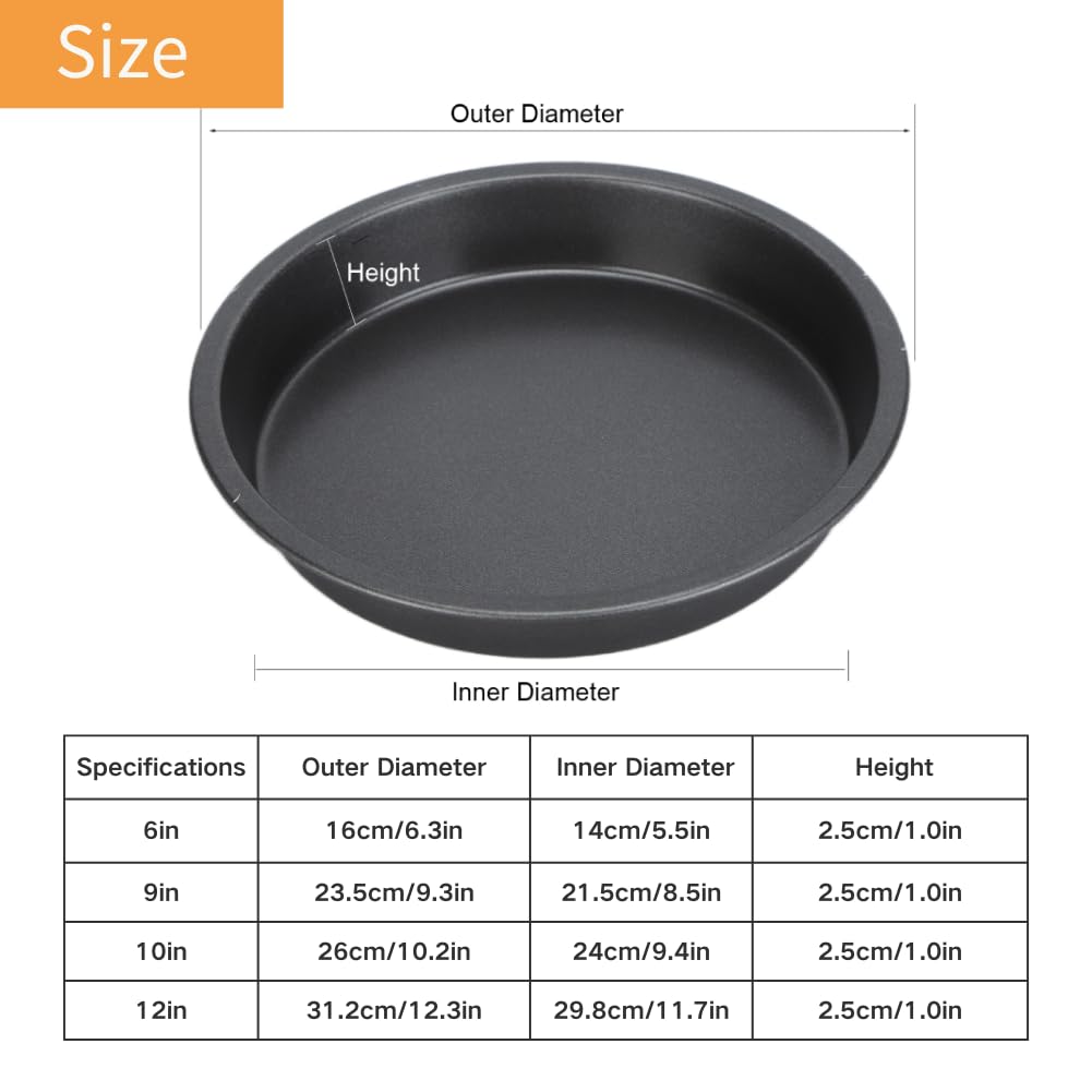 Cocoarm 2 teglie antiaderenti per pizza, in acciaio al carbonio ispessito, per cucina, forno, riscaldamento uniforme, lunga durata, 4 misure (30,5 cm)