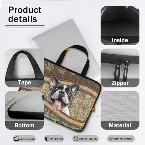 Housse ordinateur portable antichoc et imperméable à motif bouledogue - 5