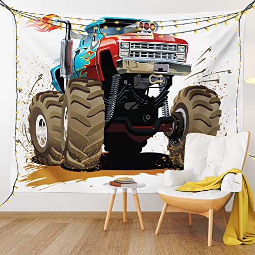 Lunarable MICWID_36368_45X30 Man Cave Tapestry, Monster Truck Splashing Mud Graphic Design Machinery Engine thumb #8
