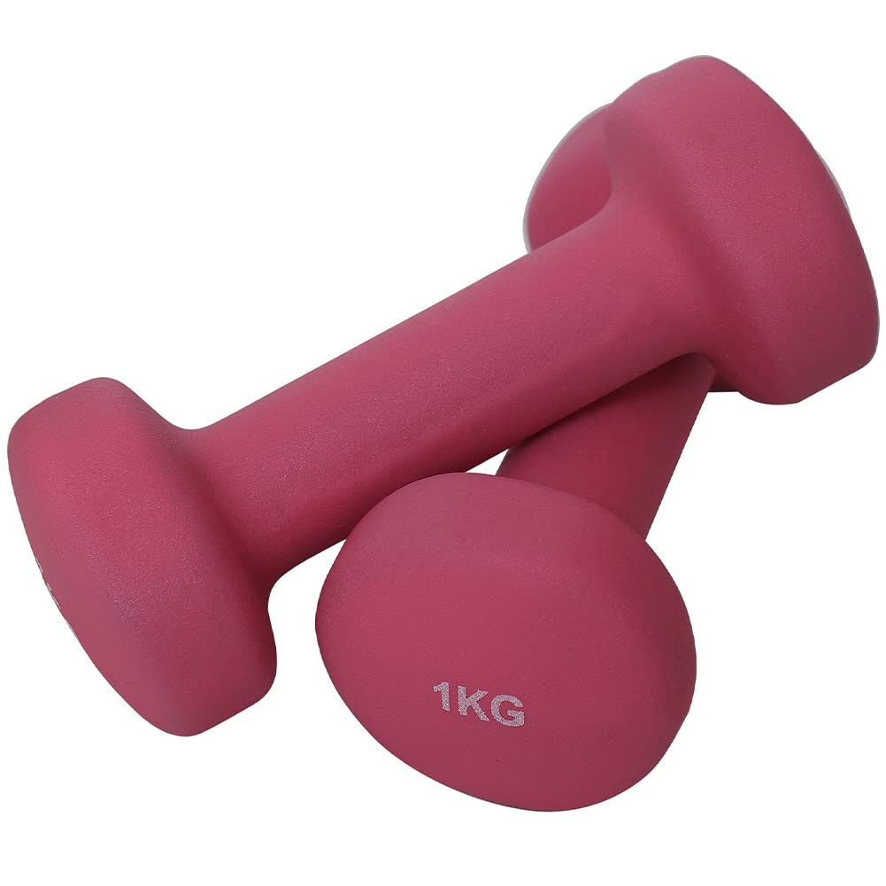 BAKAJI Set mit 6 Hanteln für das Fitnessstudio mit Ständer (2 x 1 kg + 2 x 2 kg + 2 x 3 kg), Fitnessgewichte mit Schaumstoffbeschichtung, ergonomisch, rostfrei, rutschfest, körperliche Rehabilitation,