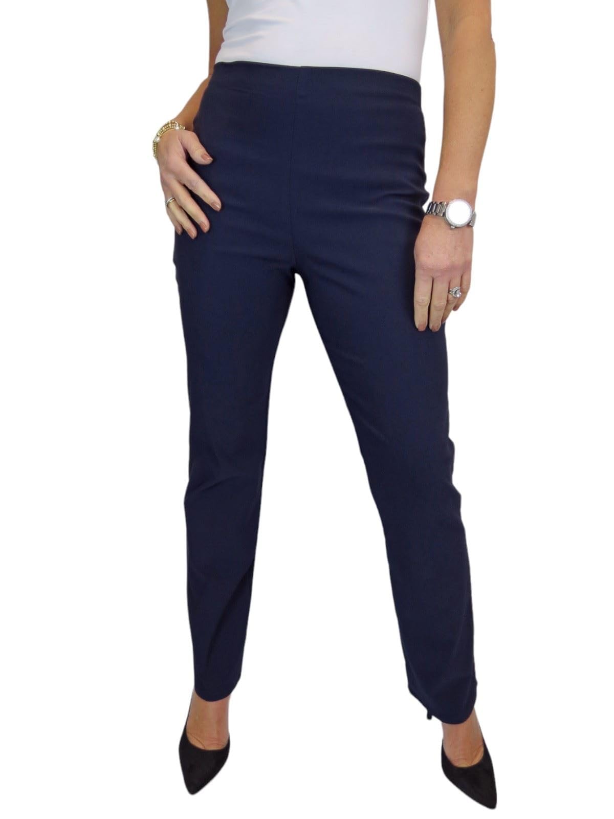 Paulo Due Navy Elasticated Waist Straight Leg Trousers - Women's 18