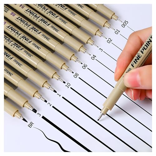 Kit 12 Canetas Nanquim Profissional para Mangá Desenho Técnico Artístico Lettering Brush Sakura Caligrafia