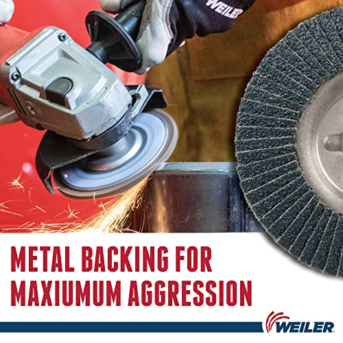 Image of Weiler 50510 4-1 /2 inch Tiger Disc Abrasive Flap Disc, Conical (TY29), Aluminum Backing, 24Z, 5 /8 inch-11 UNC Nut (Pack of 10)