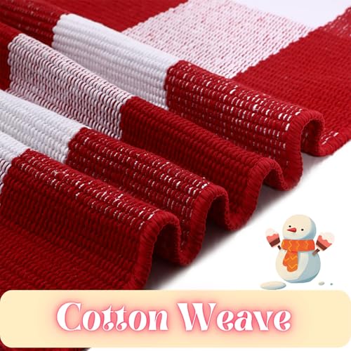 Ckorzen Red and White Plaid Rug, 8' x 10' Christmas Front Porch Outdoor Rug, Handwoven Cotton Washable Rug for Layered Door Mats, Holiday Entryway and Home Décor