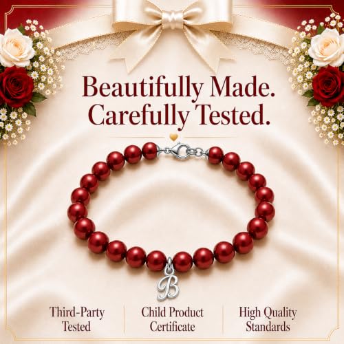Image of Baby Crystals Personalized Red Bracelet for Protection -Baby Jewelry for Girls | 14K Gold-Plated or Sterling Silver Initial Charm Bracelet | Baptism, Birthday Gifts