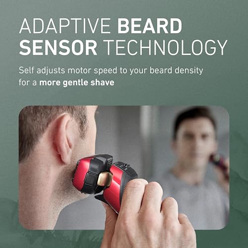 Image of Panasonic ARC5 Electric Razor for Men Face, Wet & Dry Shavers for Men with Foil Shaver, Pop-up Trimmer, Ultra-Fast 5-Blade, Smart Shave Sensor, 16D Flexible Pivoting Head - ES-ALV6HR (Red)