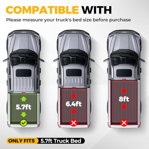 Image of Auto Dynasty Low Profile FRP Tonneau Cover for 2019-2025 Ram 1500 5.7ft | FRP Hard Tri-Fold Truck Bed Tonneau Cover Compatible with 19-25 Ram 1500 5.7ft Without Rambox & Bed Rail Storage