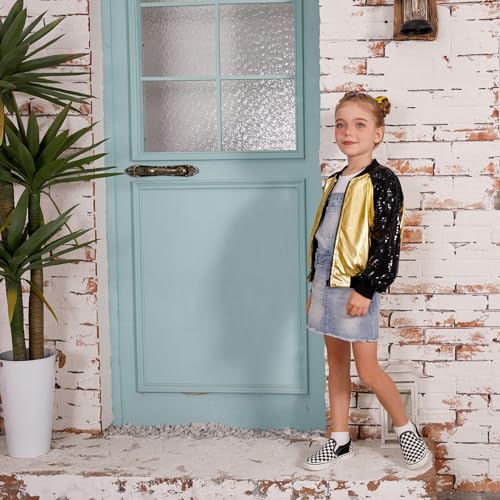 QPANCY Girls Sequin Jacket Kid lightweight Flight Jacket Zip Up Jacket4