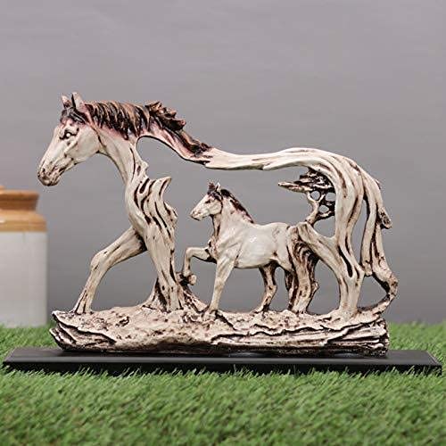 Image of The Artment your artistic apartment Wooden Feng Shui Galloping Horse Animal Resin Decorative Showpiece: Home Decor for Living Room, Bedroom, Study Table - Ideal Gift, Office Desk Accent