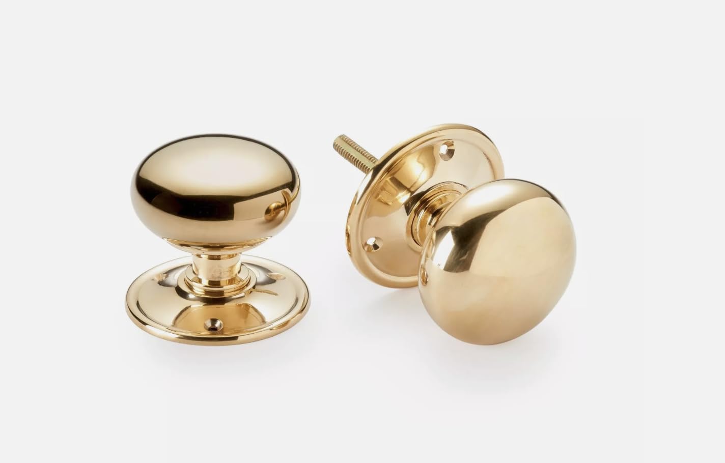 Ab Hardware Polished Brass 65Mm Polished Solid Brass Cottage Rim Mortice Door Knobs Knob Pair Set Quality