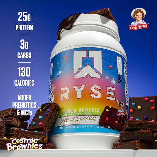 Image of RYSE Loaded Protein Powder - Little Debbie Cosmic Brownie - 25g Whey Protein Isolate & Concentrate with Prebiotic Fiber & MCTs - Low Carb, Low Sugar, Digestive-Friendly - 27 Servings / 2 lb Tub