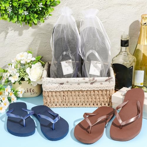 Image of Unittype Flip Flops Bulk for Wedding Guest Slippers Wedding Flip Flops with Cards Bags for Pool Beach Party