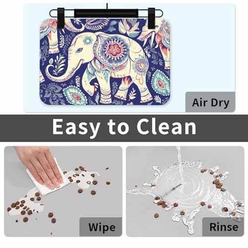 Tapis de nourriture pour chat Boho Elephant idéal pour protéger le sol de la cuisine