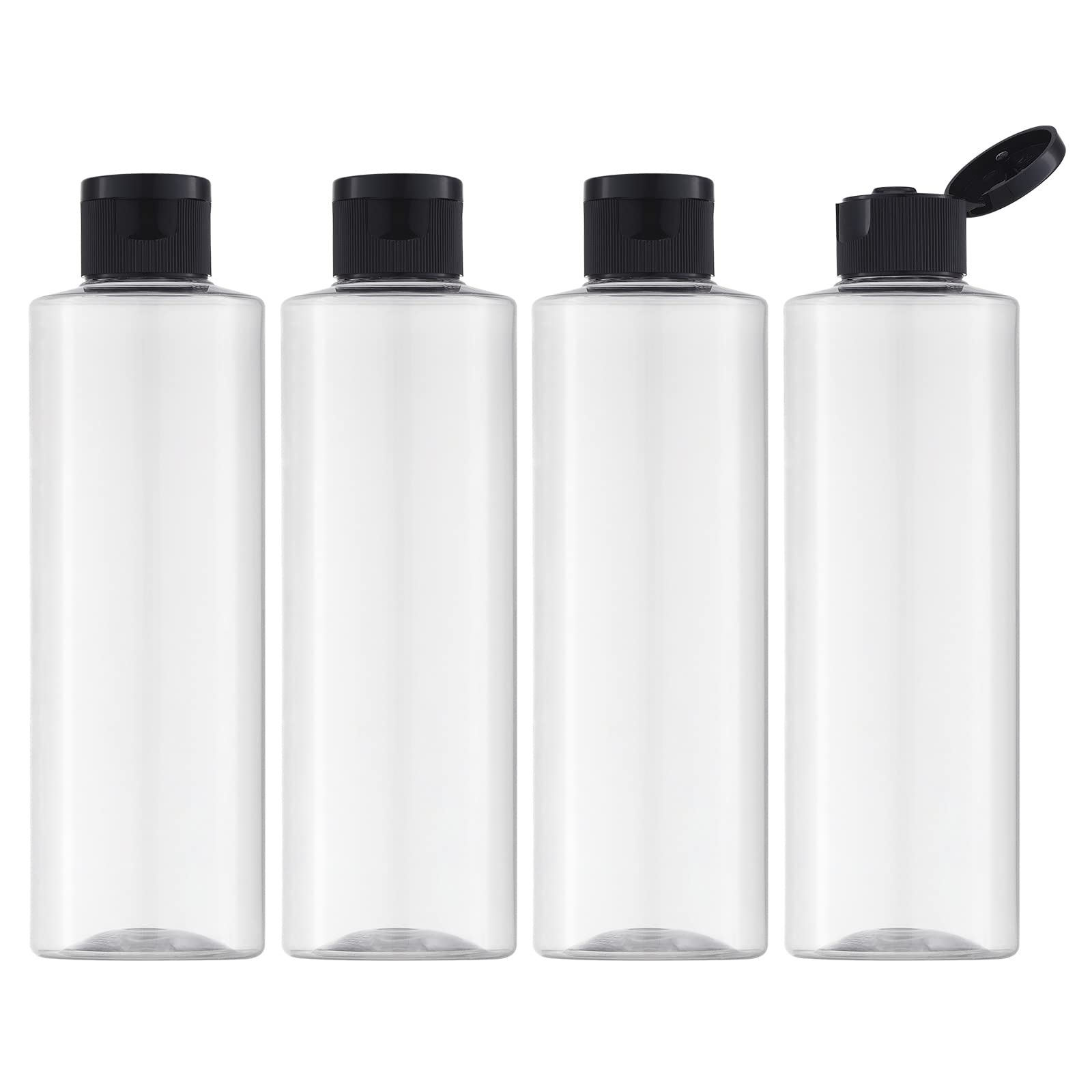 Lisapack Clear 8.5Oz Travel Bottles With Flip Cap (4 Pcs) Empty Dispenser Container For Travel Size Cosmetics (250Ml, )