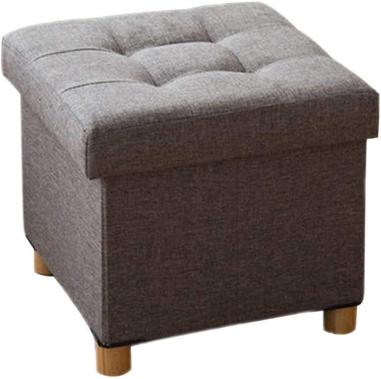 n Stool Folding Footstool with Storage Storage Padded Footstool with 4 Wooden Feet - Creative Shoe Changing Stool