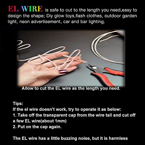 Image of dobestyou 5-Pack EL Wire, 9Ft Neon Glow Electroluminescent Wire (Red /Blue /Green /Pink /White), Perfect for DIY Designs and Various Holiday & Party Decorations
