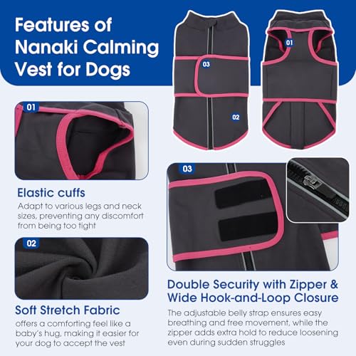 Image of Nanaki Skin-Friendly Anxiety Vest Jacket for Dogs from Storms & Fireworks | Gentle pressure,Reflective strip,Adjustable,Peaceful sleep & grooming,Ease separation anxiety,for storm,fireworks,loud noise