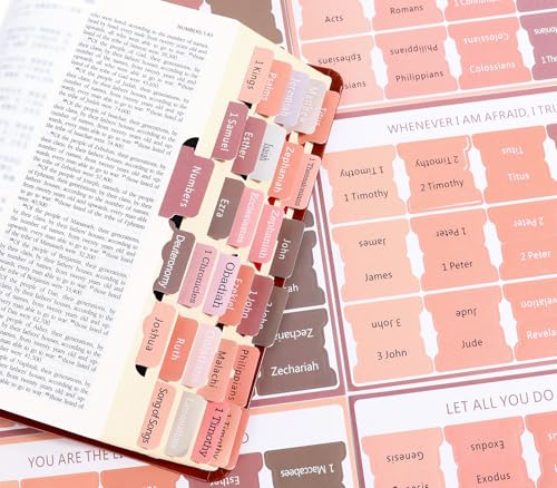 Bible Tabs for Reading & Study - Brown Bible Tabs Bible Study & Prayer, Large Print Easy to Read, 73 Bible Tabs Old and New Testament and 17 Blank Custom Tabs — view 2