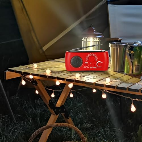 Radio con manivela para emergencias sin batería con linterna AM/FM 7