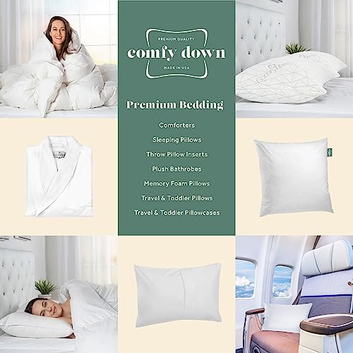Image of ComfyDown 18x22 Throw Pillow Insert, Down & Feather Fill, 100% Cotton Cover, Made in USA - Premium Soft Lumbar Decorative Pillow Form Sham Stuffer for Bed, Sofa & Couch
