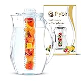 Water Pitcher Fruit Infuser With Lid for Flavored Water 2.9 Quart Bottle, Includes infuser rod and...
