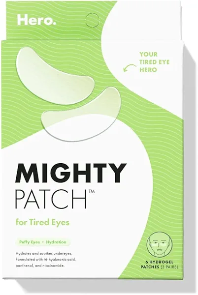 HERO COSMETICS Mighty Patch™ for Tired Eyes Patches - Soothing Hydrogel Patches - Awakens and Visibly De-puffs Undereyes with Multiple Applications (6 Count)