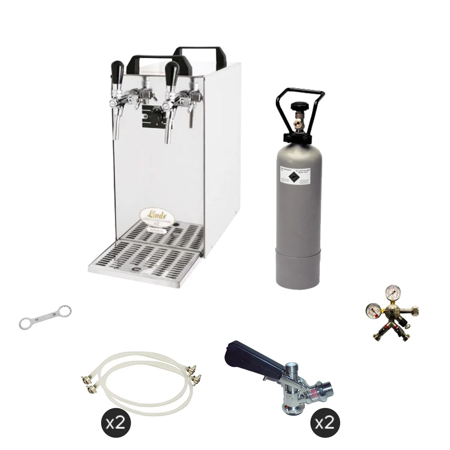 ich-zapfe Ensemble Complet Tireuse a Biere - Kontakt 40 Machine a Biere, Pompe a Biere 2 Lignes, 50 litres/h, Professionnelle, KEG:Type S, KEG 2:Type S