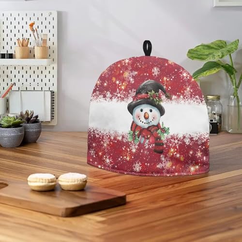 Image of Teapot Cozy Insulation Keep Tea Warm Creative Tea Pot Cozies Teapot Dust Cover for Christmas Decor Cute Snowman