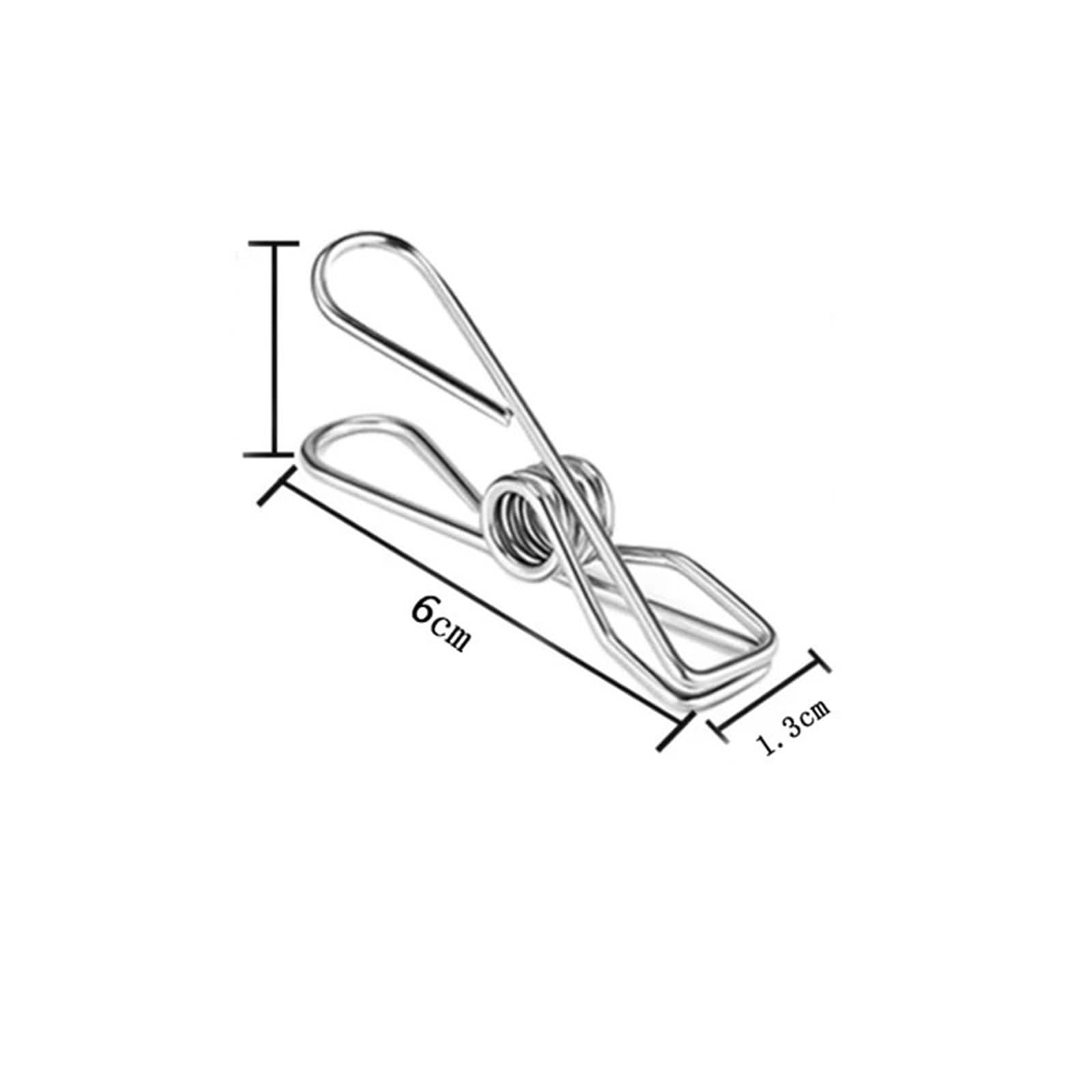100 Pz 6 cm Mollette da bucato in acciaio inossidabile Clip di tenuta Stoccaggio in metallo Organizzatore cucina Strumento Pin stoffa Supporti for clip Per Vestiti