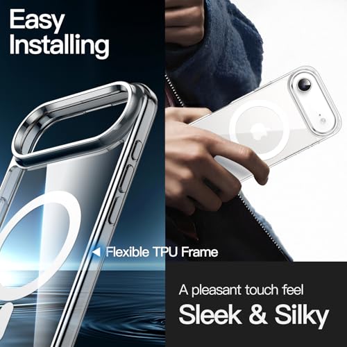 Image of JETech Magnetic Case for iPhone Air Compatible with MagSafe, Shockproof Phone Bumper Cover, Anti-Scratch Clear Back, 6.5-Inch Display (Clear)