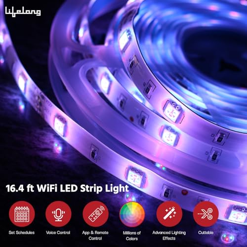 Image of Lifelong Smart LED Strip Lights 10M (32.8 Feet) - 16 Million RGB Lights for Home Decoration & Room Decor | Sound Sync | Smart Control with App | Works with Alexa & Google | IP65 Waterproof (LLESL10P)