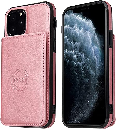 Étui en cuir PU rose iPhone 12 et 12 Pro finition haut de gamme