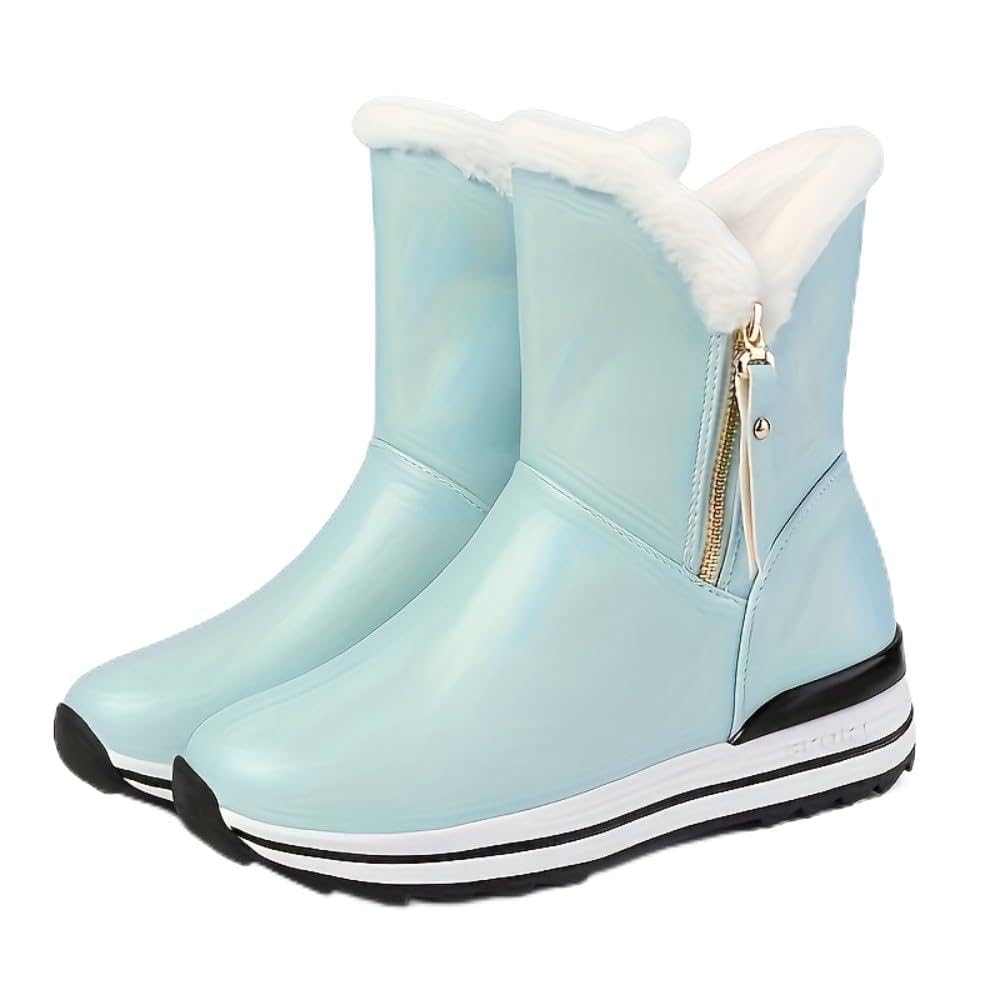 Faithgee Womens Winter Warm Snow Boots with Side Zipper Cushioned Sole - All-Terrain Traction for Ice Snow Slush