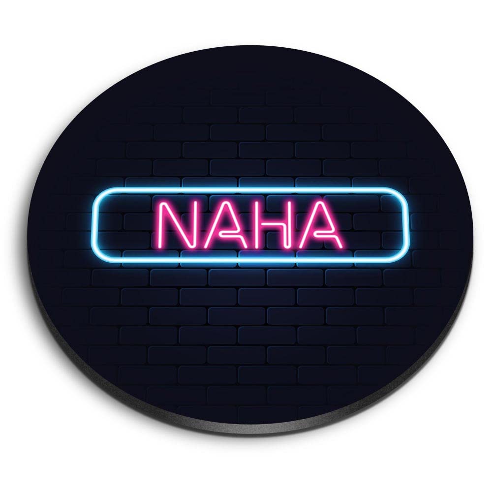 1x Round MDF Magnet 6cm - Neon Sign Design Naha City Japan - Fridge Locker Office Whiteboard Toolbox #351314